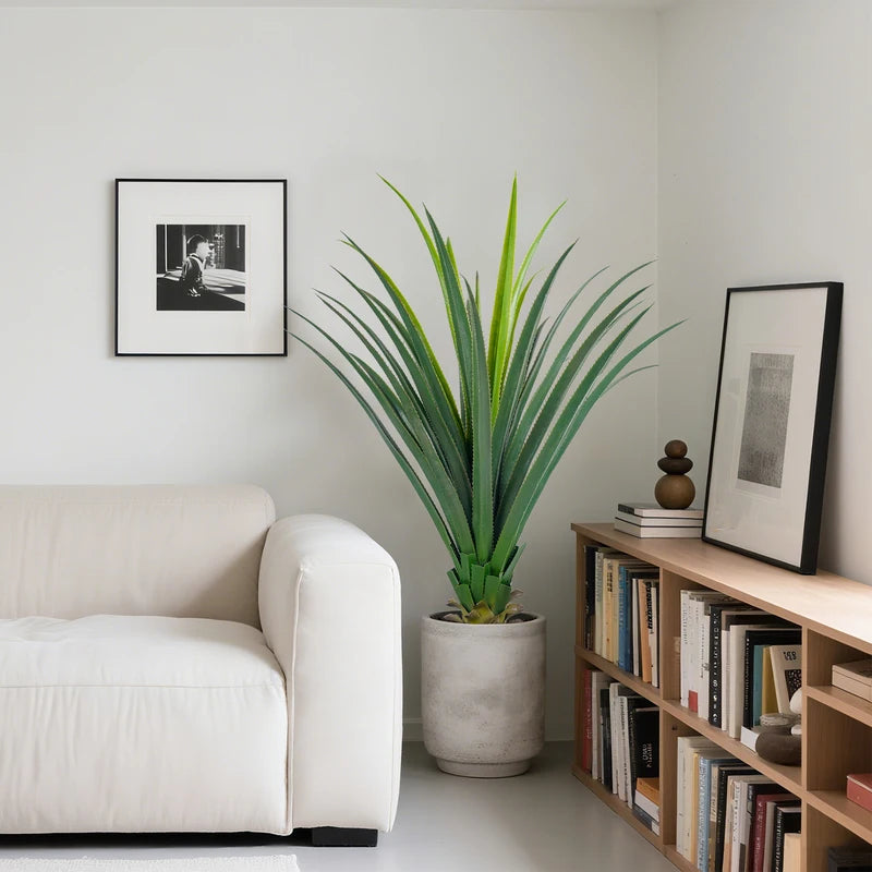 Artificial Spiked Agave Plant in Potted Decor - Indoor & Outdoor Faux Succulent