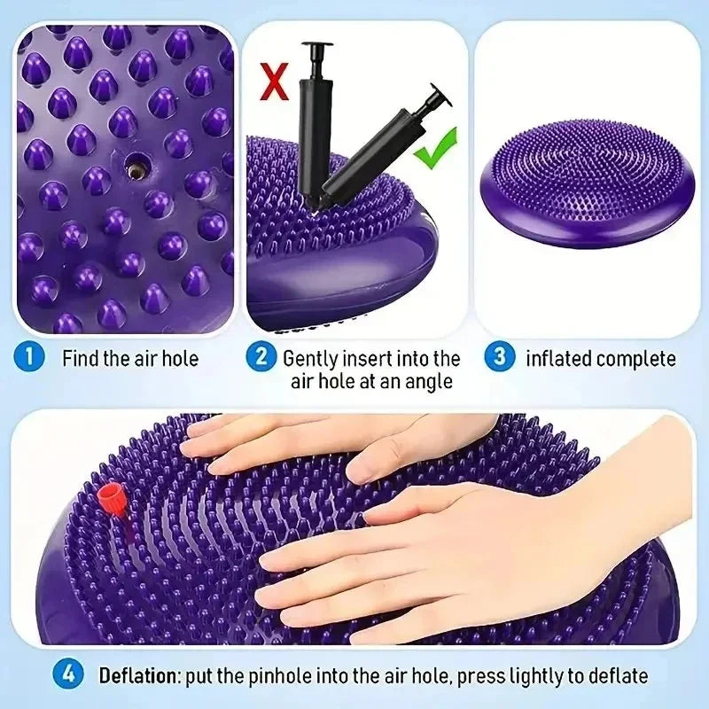 Balance Pad Yoga Cushion Balance Trainer with Inflatable Ball & Anti-Burst Design
