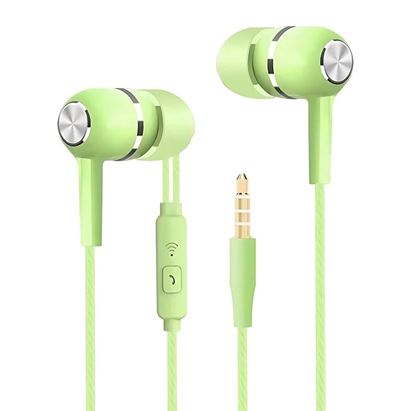Wired In-Ear Headphones with Microphone, Heavy Bass Stereo Earbuds for Sports & Gaming