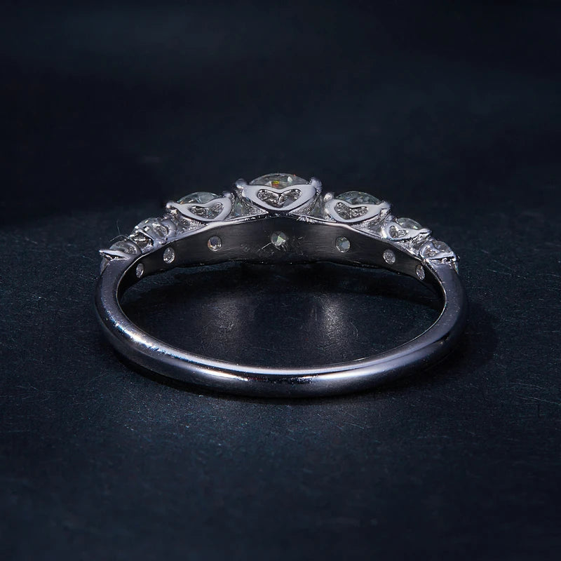 Sterling Silver Moissanite Engagement Ring with Multiple Stones for Women