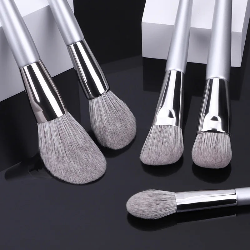 12-Piece Makeup Brush Set with Natural Goat Hair - Professional Cosmetic Tools