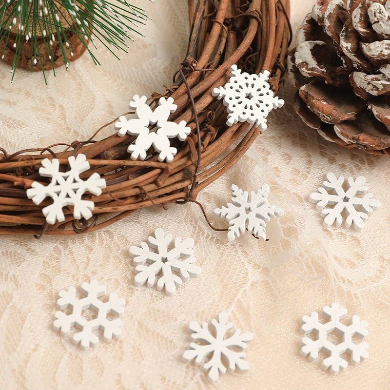 Wooden Snowflakes Christmas Ornaments DIY Craft Decor Set - 50 or 100 pcs