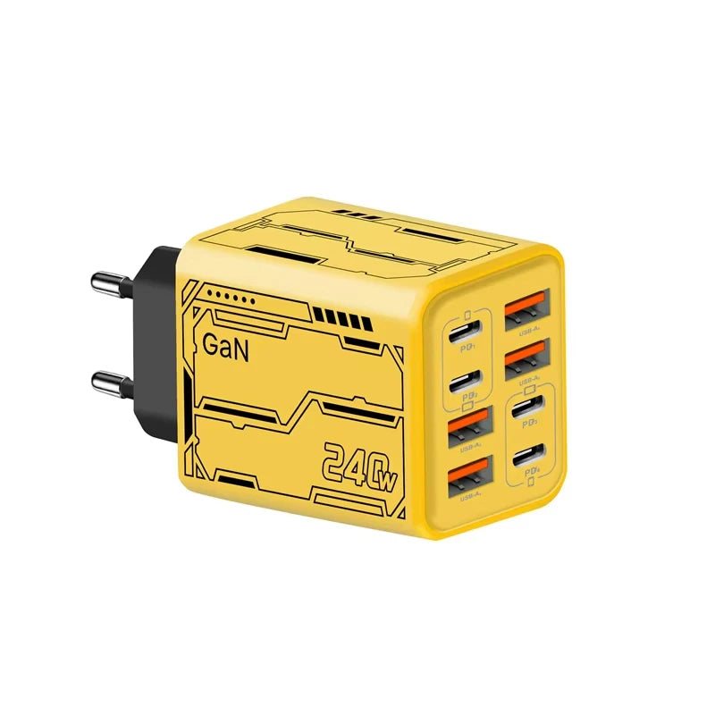 8-in-1 240W Multi-Port USB-C Power Charger Station with Fast PD Charging