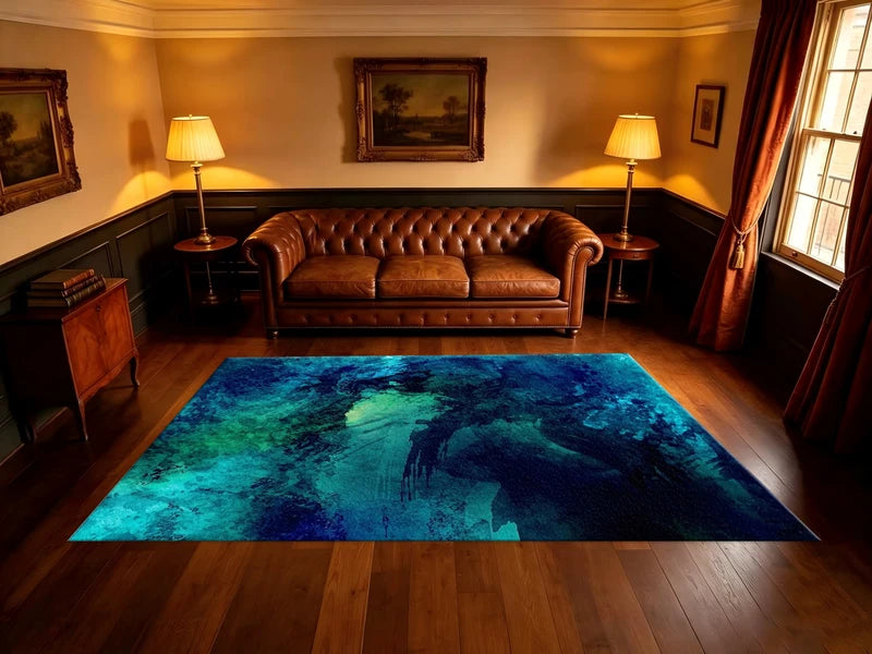 Abstract Art Rug Modern Splash Texture Floor Mat Non-Slip Home Bedroom Living Room