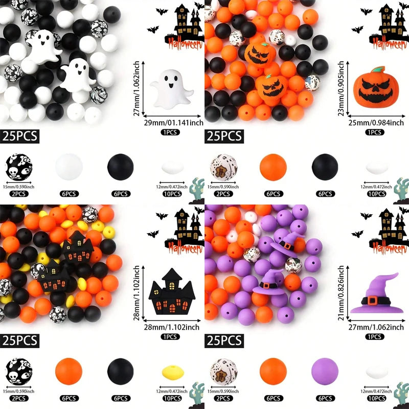 25PCS Multi-Size Silicone Beads Set for DIY Jewelry & Craft Projects