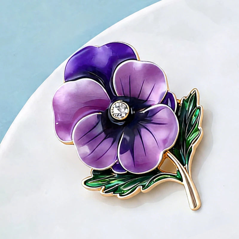 February Birthday Flower Brooch Pins for Women - Enamel Floral Jewelry
