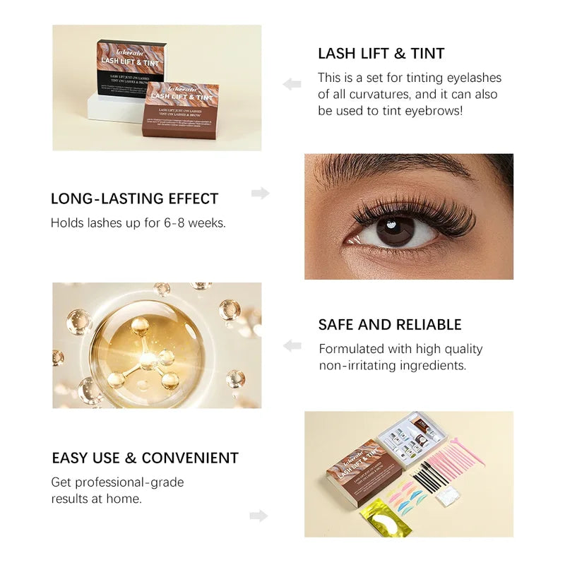 Professional Lash Lift & Tint Kit for Eyelashes and Brows - Includes Perming, Tinting, and Application Tools