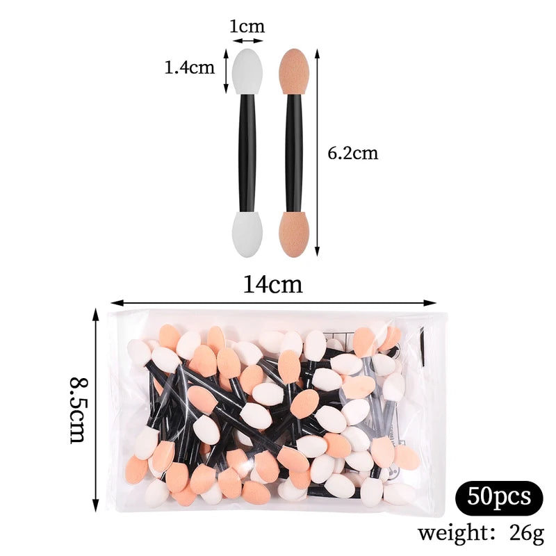 50Pcs Nail Powder Brushes Double Sided Applicator Makeup Tools
