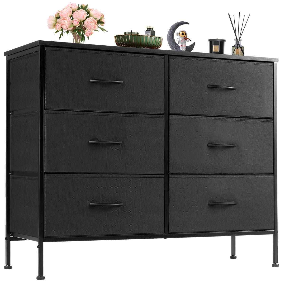 Fabric Cabinet with Wooden Top - Multi-Use Storage Chest for Living Room and Bedroom