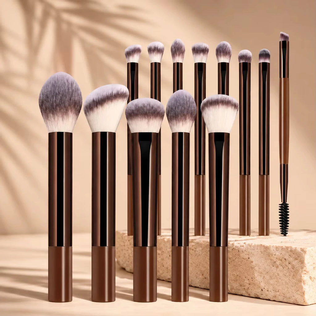 Professional Dual-Ended Makeup Brush Set - Foundation, Contour, Blush, Eyeshadow, Concealer