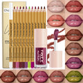 12-Piece Matte Lip Liner and Lip Gloss Set Waterproof Long Lasting Lip Makeup Kit