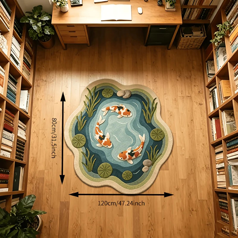 Cartoon Alien Fish Pool Carpet Non-Slip Floor Mat for Living Room and Bedroom