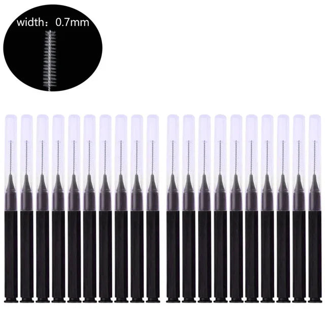20Pcs Mini Eyebrow & Eyelash Brush Sets - Disposable Micro Grooming Applicators