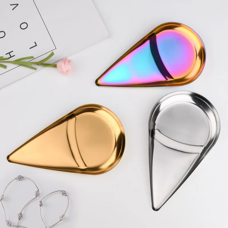 Stainless Steel Jewelry & Cosmetic Trays - Oval, Heart, Lip & Water Drop Shapes Wholesale