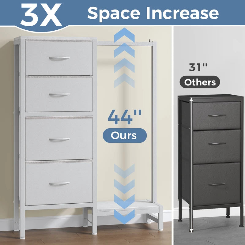 Multi-Functional Fabric Dresser with Hanging Rack and Storage Closet