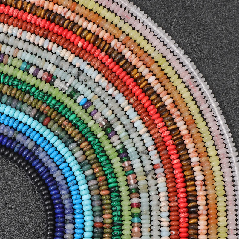 Natural Flat Round Beads for Jewelry Making - Abacus Jasper & Quartz Gems, 2mm
