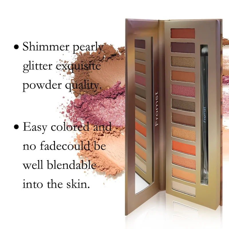 12-Color Eyeshadow Palette with Mirror - Long-Lasting Waterproof Makeup Set