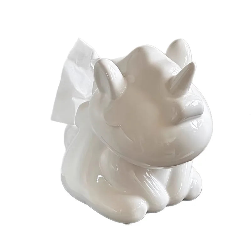 Ceramic Tissue Box Holder with Storage - Creative Home Decor for Living Room and Dining Table