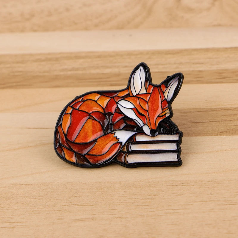 Colorful Fox Enamel Pins Cartoon Glass Style Brooches for Backpack Animal Gifts