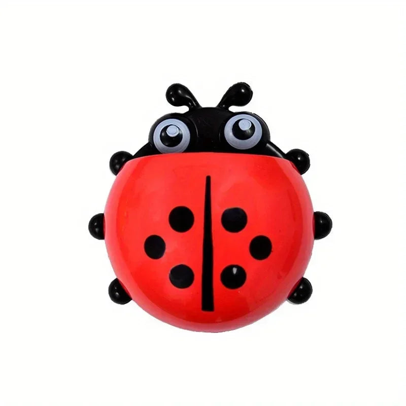Cute Ladybug Toothbrush Holder with Suction Cups - Bathroom Accessory