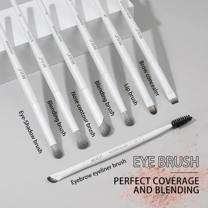 Vegan Makeup Brush Set - 12 Multi-Use Eye & Face Brushes for Powder, Concealer, Eyeliner, Contour