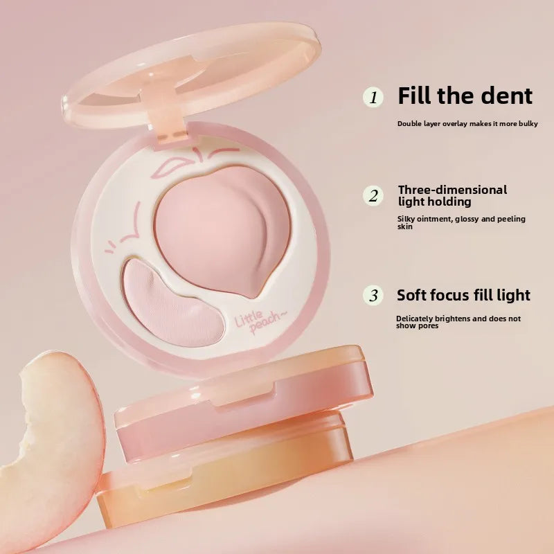 Peach Highlighter Palette with Duo Color Matte Face Brightener & Bronzer