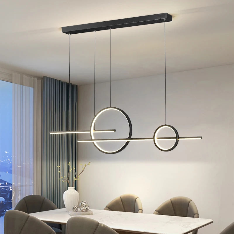 Dimmable LED Pendant Light for Living Room Kitchen Bar Hotel 110cm Black/White