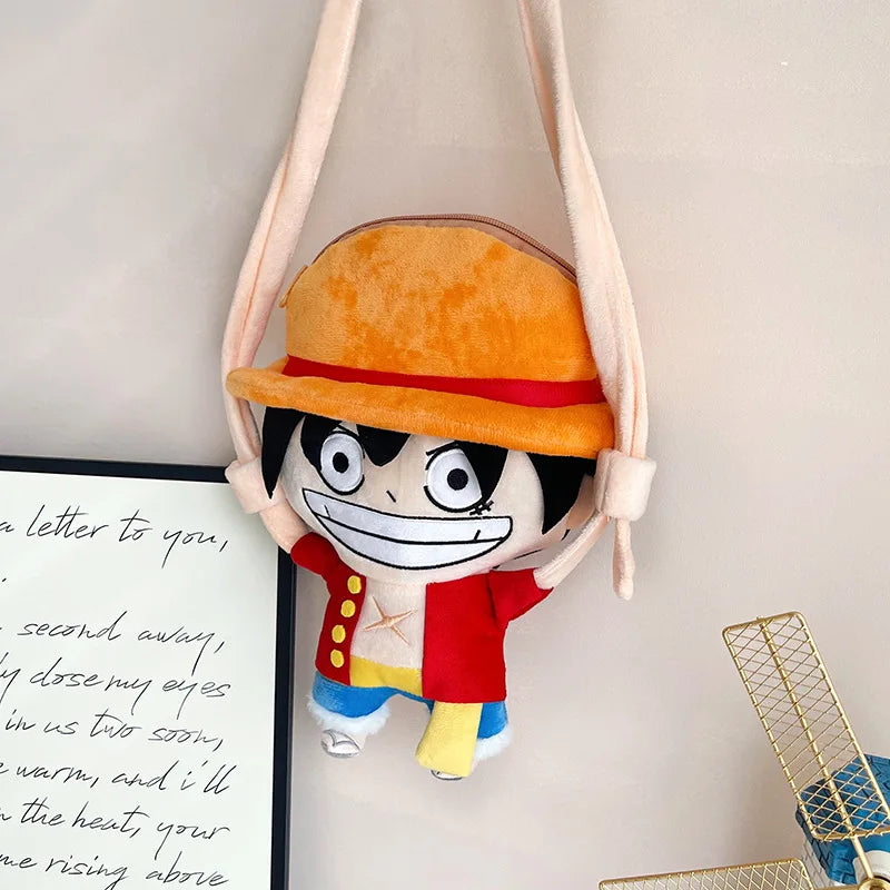 Anime Plush Crossbody Bag Luffy One Piece Cartoon Shoulder Bag for Fans