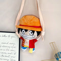 Anime Plush Crossbody Bag Luffy One Piece Cartoon Shoulder Bag for Fans