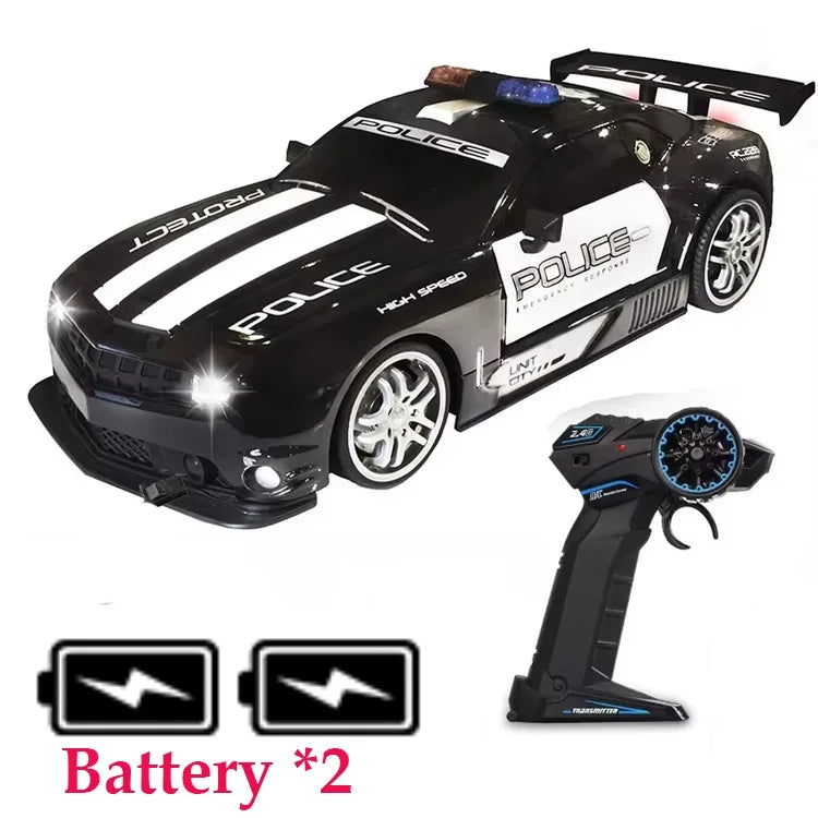1/12 Scale Remote Control Police Car with Lights - Fast Drift Vehicle for Kids