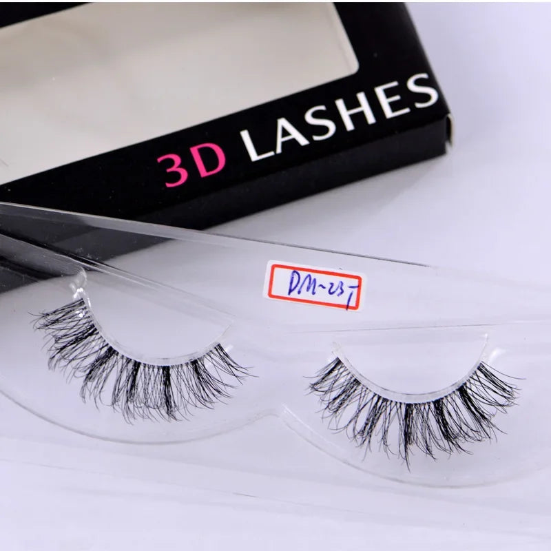 False Eyelashes with Clear Band Crisscross Design Handmade Dramatic Eye Lashes