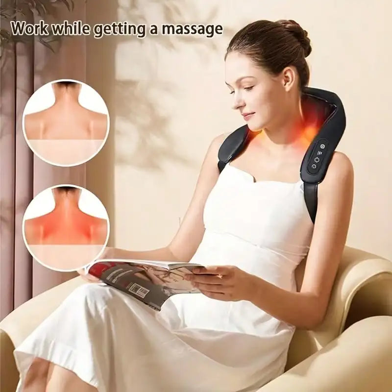 Ergonomic Neck Massager with Reversible Cloth Cover - Relaxation & Pain Relief