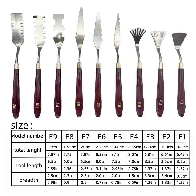 Oil Painting Palette Knife Set for Acrylic Gouache Art – 9 Piece Art Tools