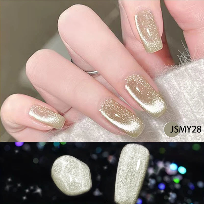 6-Piece Crystal Cat Eye Gel Nail Polish Set with Magnets - Color-Changing & Long-Lasting
