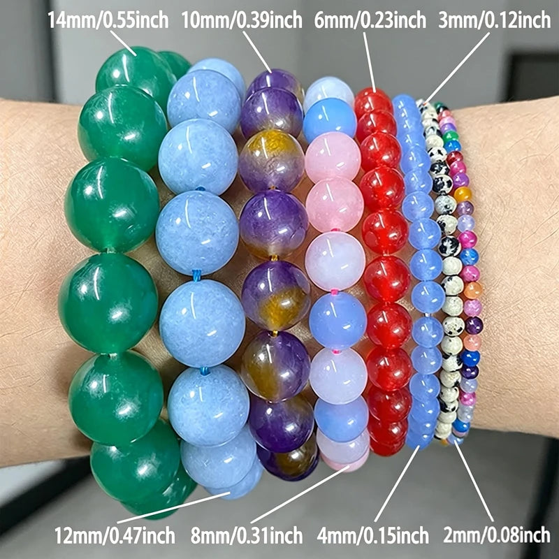 Natural Stone Beads Assorted Sizes for Jewelry Making - Obsidian, Agate, Jasper, Amazonite, Jade - 4mm to 12mm