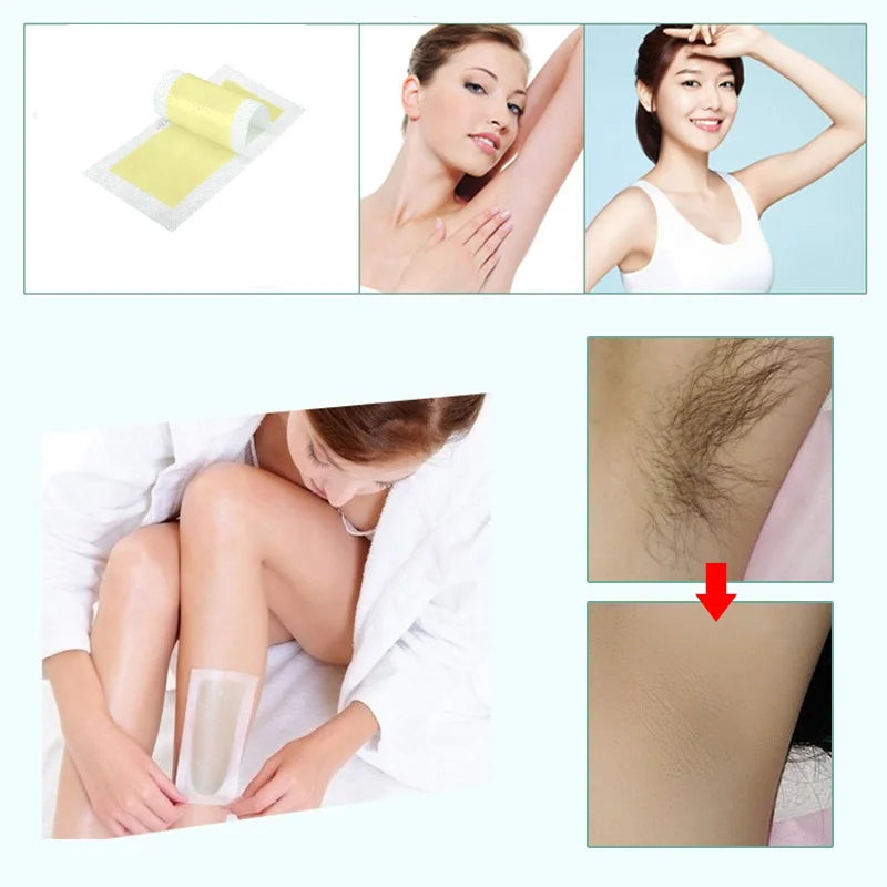 Hair Removal Wax Strips for Face & Body - 10 Pack, Easy to Use, Skin-Friendly