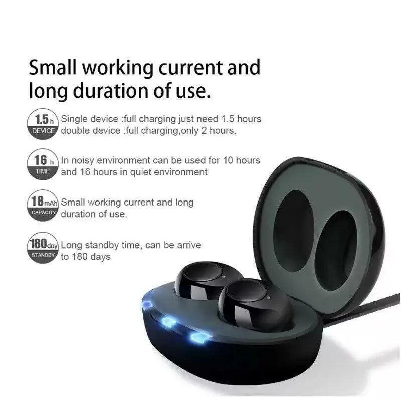 Digital In-Ear Hearing Aid Amplifier Rechargeable Sound Enhancer - Black/White