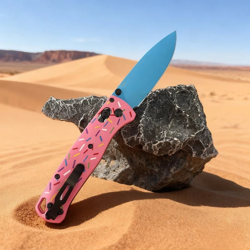 Donut Handle Folding Knife - Stainless Steel Blade Outdoor Gift for Men
