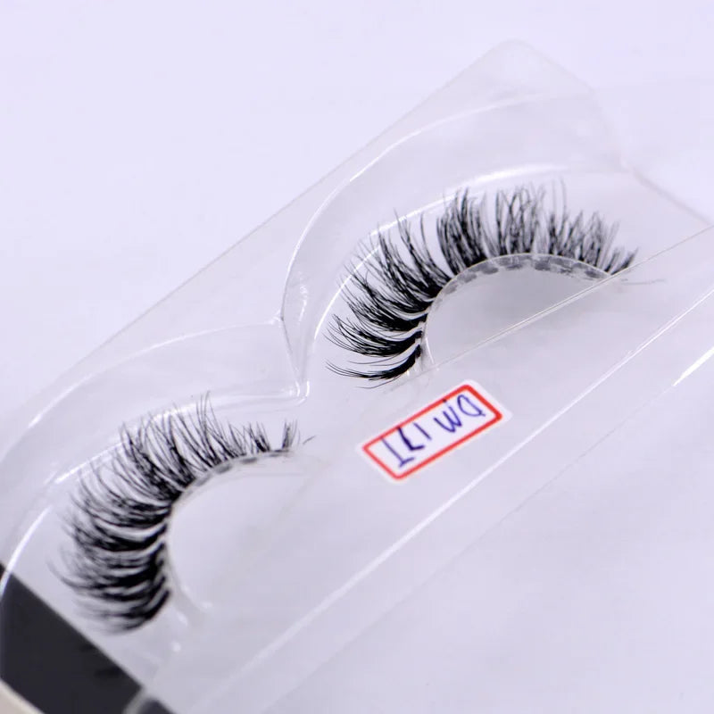 False Eyelashes with Clear Band Crisscross Design Handmade Dramatic Eye Lashes