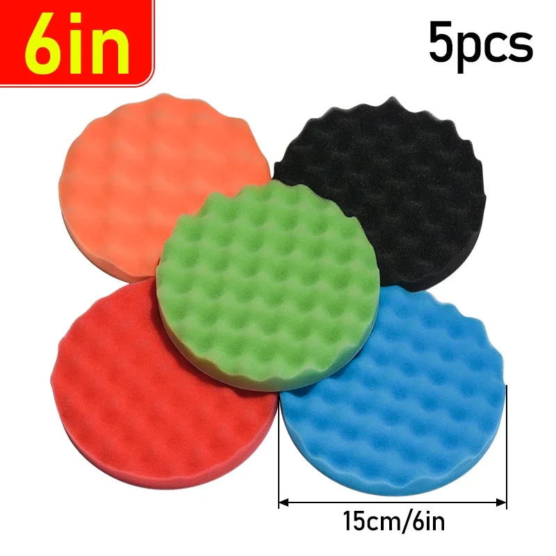 Car Polishing Sponge Pads Kit - Buffing & Waffle Foam Pads for Detailing