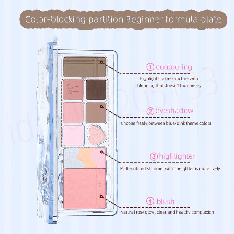 Highlighter Eyeshadow Palette 11-Color Waterproof Glitter & Matte Makeup