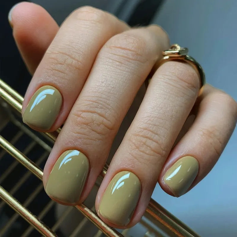 24P French Short Solid Color False Nails - Elegant Acrylic Fake Nail Tips