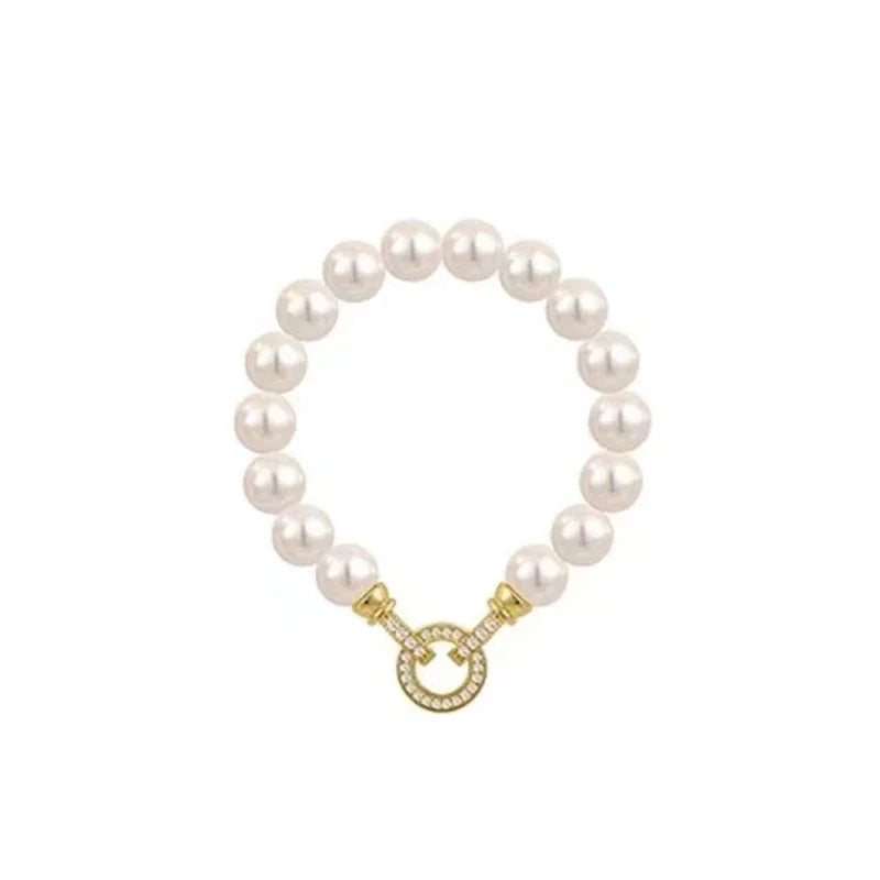 Elegant Micro Set Zircon Pearl Charm Bracelets for Women - Multiple Colors