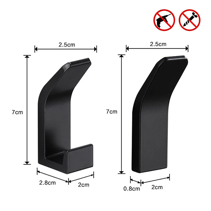 Space Aluminum Hook - Waterproof Rustproof Adhesive Wall Hanger for Clothes & Towels