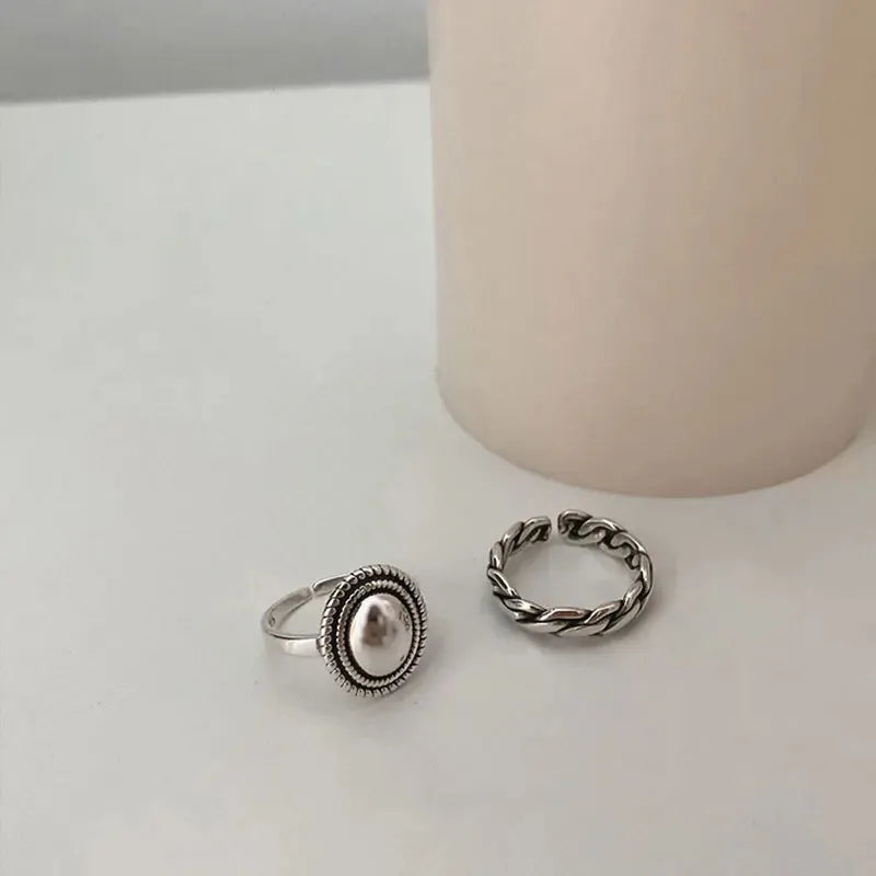 925 Sterling Silver Engagement Ring for Couples Vintage Geometric Thai Style Jewelry