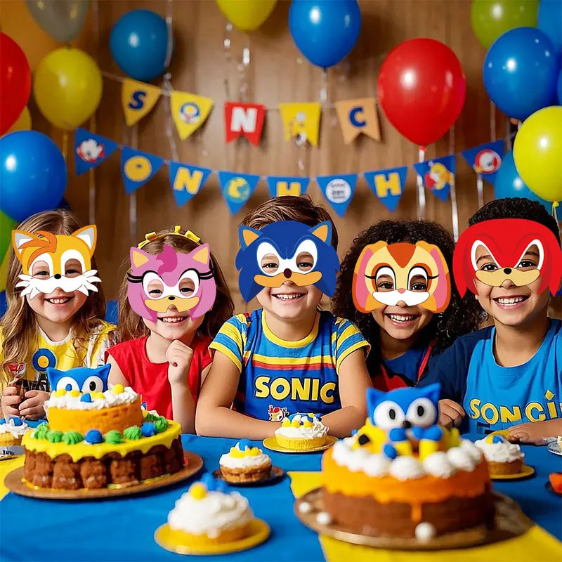 12 Pcs Superhero Hedgehog Paper Masks for Costume Party Halloween Christmas