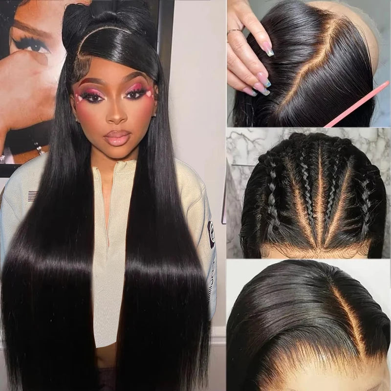 HD Lace Front Wig 13x6 Brazilian Straight Human Hair 200% Density Natural Hairline