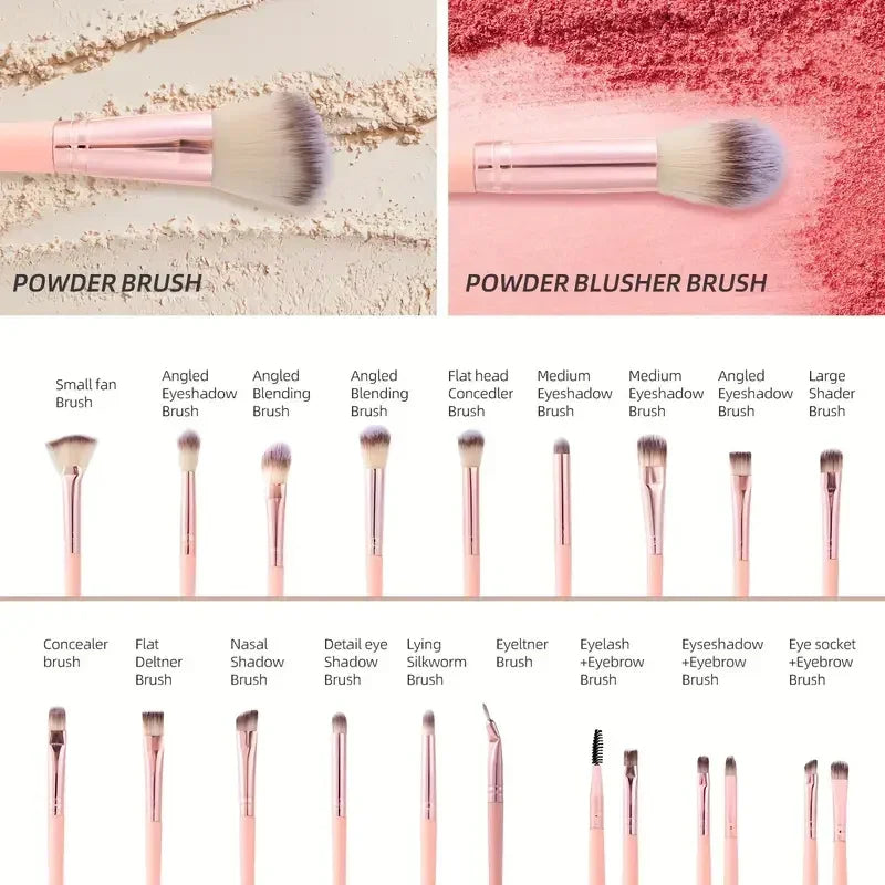 Complete Pink Makeup Brush Set with Beauty Blender - 20/40 Pcs Makeup Kit Gift