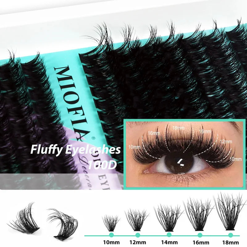 False Eyelash Clusters 5D Fluffy Individual Lashes DIY Extensions Thick 10-18mm