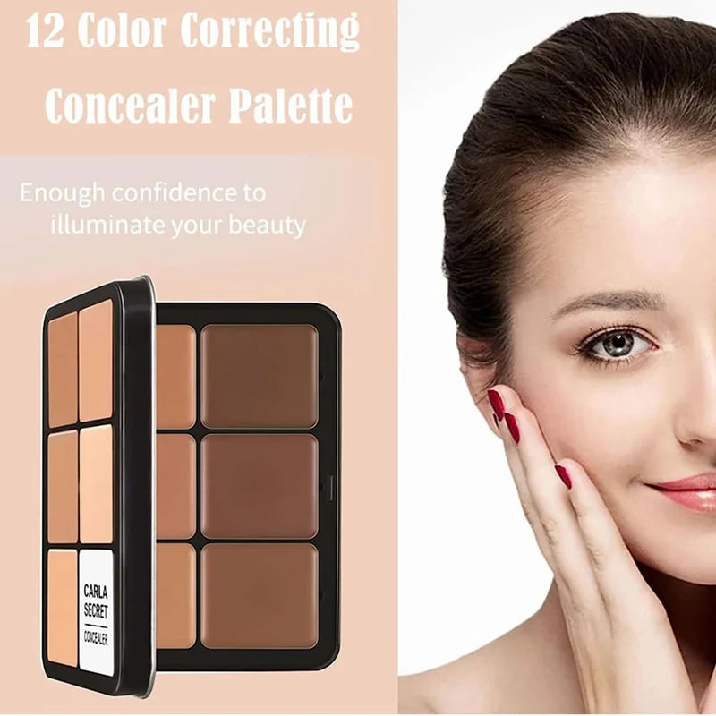 12-Color Matte Concealer Palette for Face Makeup and Skin Repair